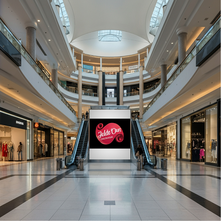 Digital display in a modern shopping mall